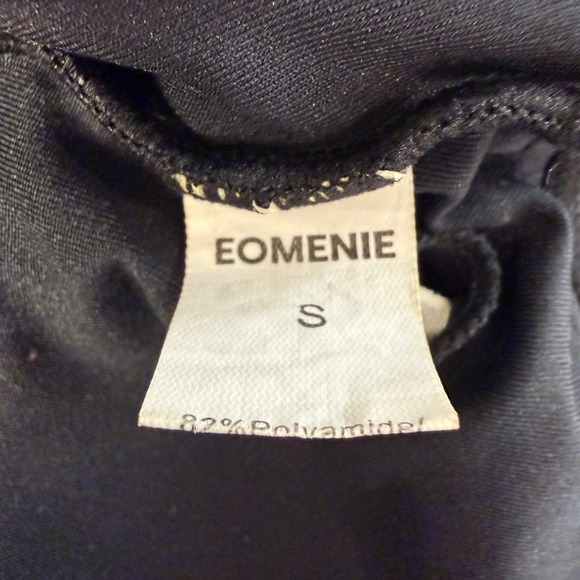 Eomenie Black One Piece Swimsuit Twisted Bust Sheer Panel Detail Size S - Picture 7 of 9